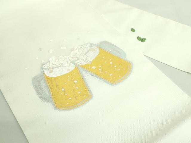 平和屋着物＊極上　夏物　九寸名古屋帯　唐織　ビール　枝豆　逸品　未使用　DZAB2008kh6 平和屋着物＊極上 夏物 九寸名古屋帯 唐織 ビール 枝豆 逸品 未使用