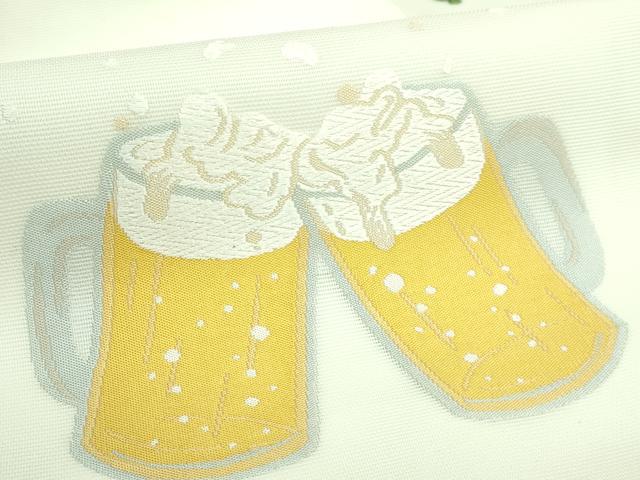 平和屋着物＊極上　夏物　九寸名古屋帯　唐織　ビール　枝豆　逸品　未使用　DZAB2008kh6 平和屋着物＊極上 夏物 九寸名古屋帯 唐織 ビール 枝豆 逸品 未使用