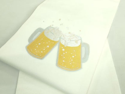 平和屋着物＊極上　夏物　九寸名古屋帯　唐織　ビール　枝豆　逸品　未使用　DZAB2008kh6