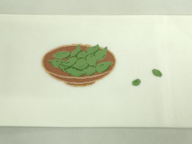 平和屋着物＊極上 夏物 九寸名古屋帯 唐織 ビール 枝豆 逸品 未使用