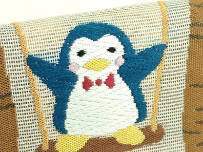 平和屋着物＊極上　夏物　九寸名古屋帯　唐織　ペンギン　ヤシの木　逸品　未使用　DZAB2010kh6