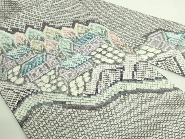 平和屋着物●極上　名門　藤娘きぬたや・総絞り　九寸名古屋帯　風景文　逸品　DZAB2014kh6