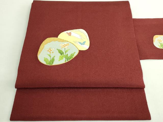平和屋本店○極上 銀座 志ま亀 九寸名古屋帯 駒刺繍 貝