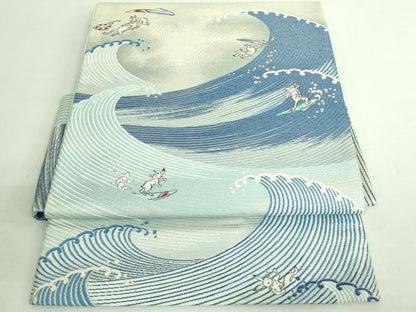 平和屋着物●極上　つけ帯　鳥獣戯画　サーフィン　逸品　DZAB2031kh6