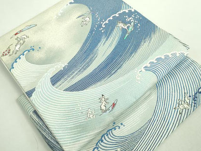 平和屋着物●極上　つけ帯　鳥獣戯画　サーフィン　逸品　DZAB2031kh6