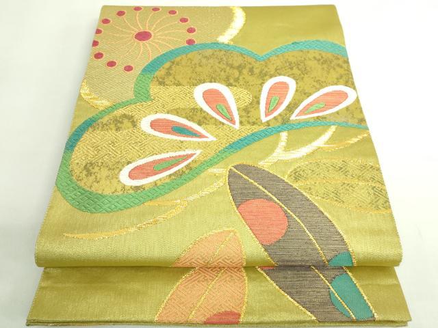 平和屋着物●極上　洛風林　工芸帯地　六通柄袋帯　唐織　松竹梅　金糸　逸品　DZAB2032kh6