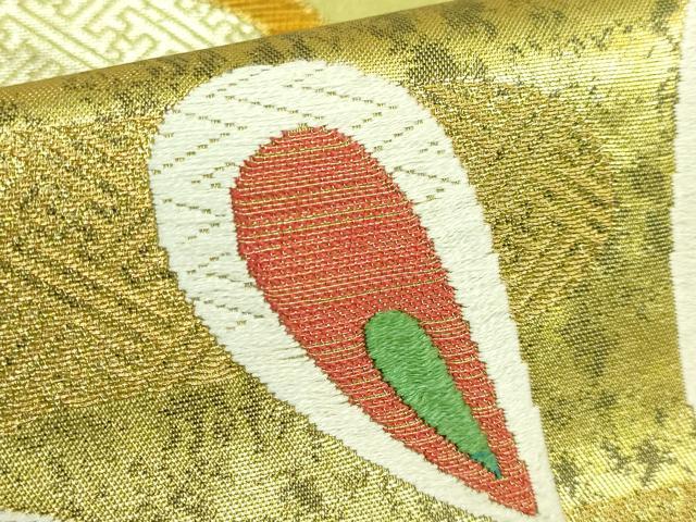 平和屋着物●極上　洛風林　工芸帯地　六通柄袋帯　唐織　松竹梅　金糸　逸品　DZAB2032kh6