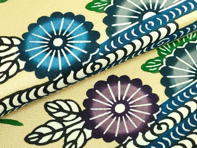 平和屋着物●極上　本場琉球紅型　九寸開き名古屋帯　草花文　逸品　DZAB2035kh6