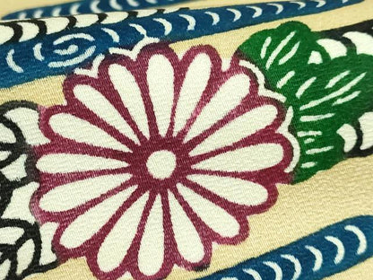 平和屋着物●極上　本場琉球紅型　九寸開き名古屋帯　草花文　逸品　DZAB2035kh6