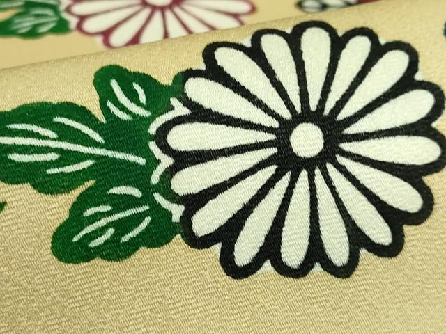 平和屋着物●極上　本場琉球紅型　九寸開き名古屋帯　草花文　逸品　DZAB2035kh6