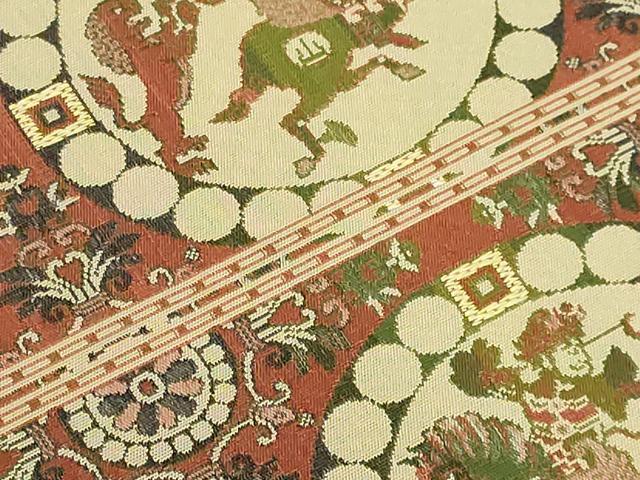 平和屋着物●極上 龍村美術織物 たつむら 全通柄袋帯 獅子狩文錦 逸品 DZAB2037kh6