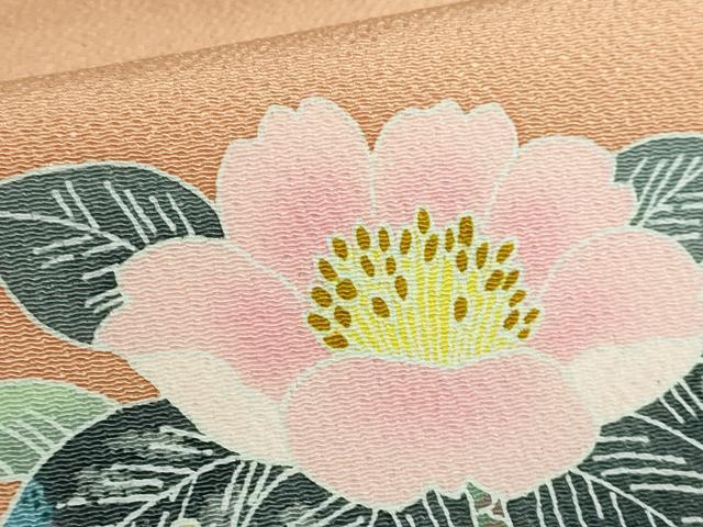 平和屋着物●極上 人間国宝・羽田登喜男 九寸名古屋帯 枝花文 伽羅色地 鬼しぼ縮緬 逸品 DZAB2038kh6