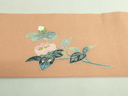 平和屋着物●極上 人間国宝・羽田登喜男 九寸名古屋帯 枝花文 伽羅色地 鬼しぼ縮緬 逸品 DZAB2038kh6