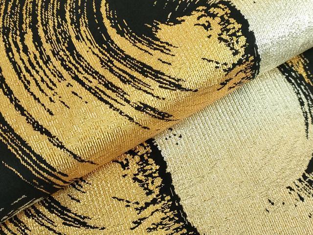 平和屋着物●極上 織楽浅野 六通柄袋帯 輪繋ぎ 黒地 金銀糸 逸品 DZAB2040kh6