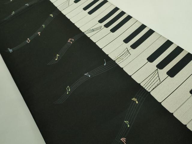 平和屋着物●極上 六通柄袋帯 ピアノ 黒地 逸品 DZAB2041kh6