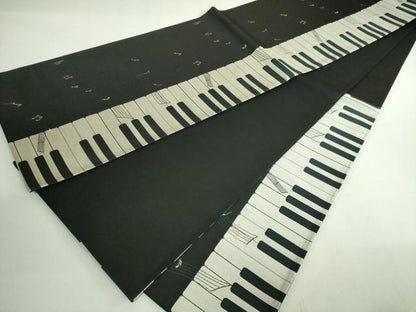 平和屋着物●極上 六通柄袋帯 ピアノ 黒地 逸品 DZAB2041kh6