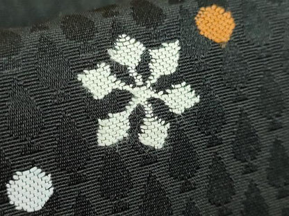 平和屋着物●極上　九寸名古屋帯　熊　雪華　黒地　逸品　DZAB2043kh6