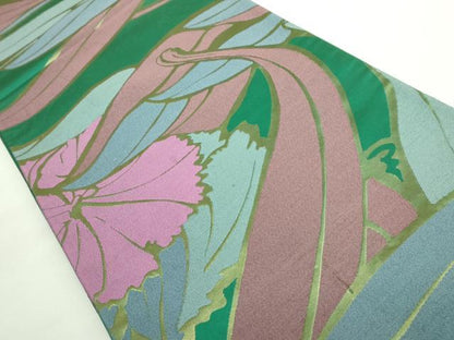 平和屋着物●極上　世界的人形師　辻村寿三郎　ジュサブロー　六通柄袋帯　草花文　逸品　DZAB2044kh6