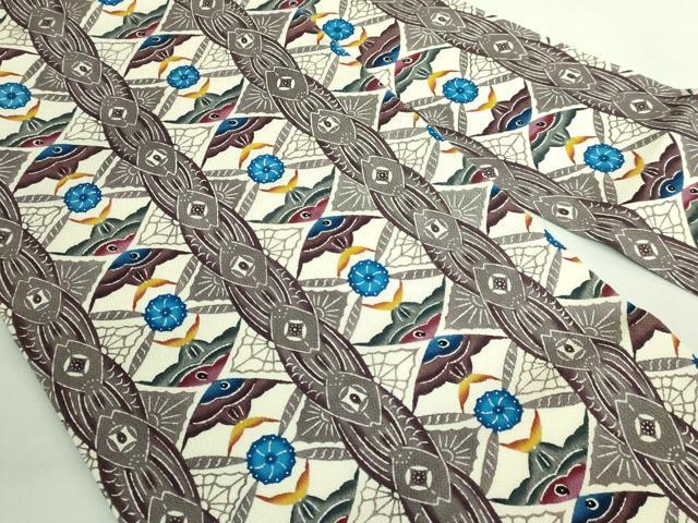 平和屋本店●最高級　城間栄順　本場琉球紅型　九寸名古屋帯　魚　鬼しぼ縮緬　逸品　DZAB2052kh6