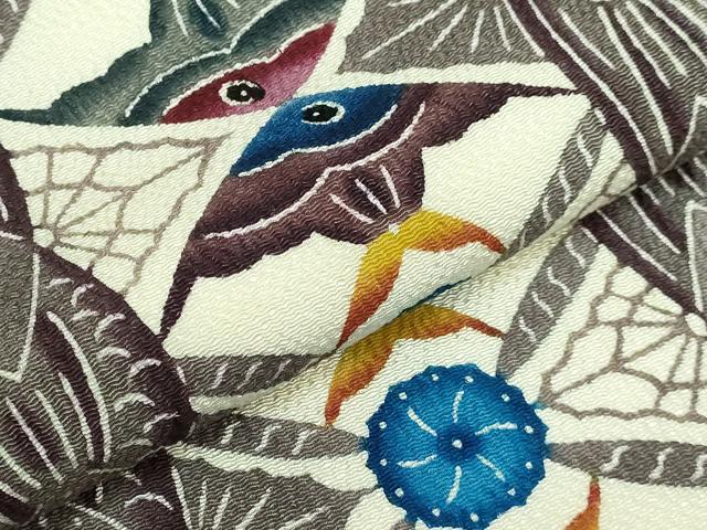 平和屋本店●最高級　城間栄順　本場琉球紅型　九寸名古屋帯　魚　鬼しぼ縮緬　逸品　DZAB2052kh6