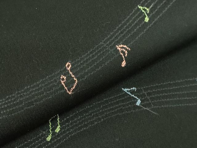 平和屋着物●極上　あやめ藤本謹製　六通柄袋帯　ピアノ　黒地　逸品　DZAB2055kh6