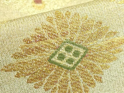 平和屋本店●極上　桝屋高尾　ねん金綴錦　六通柄袋帯　花菱文　金銀糸　逸品　DZAB2059kh6
