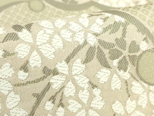 平和屋本店●極上　創業200年・7代目永治屋清左衛門　六通柄袋帯　唐織　雪輪舞桜　利休茶色地　逸品　DZAB2065kh6