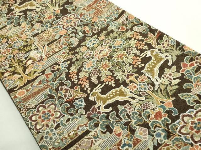 平和屋本店●最高級　中国三大刺繍　相良刺繍　総刺繍　袋帯　200万粒　総詰め　鳥獣戯画　反端付き　逸品　DZAB2072kh6