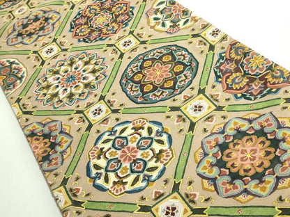 平和屋本店●最高級　明綴れ　全通柄袋帯　格天井花文　金糸　逸品　DZAB2073kh6