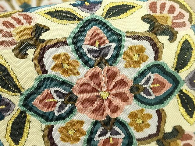 平和屋本店●最高級　明綴れ　全通柄袋帯　格天井花文　金糸　逸品　DZAB2073kh6
