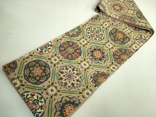 平和屋本店●最高級　明綴れ　全通柄袋帯　格天井花文　金糸　逸品　DZAB2073kh6