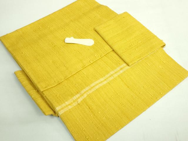 平和屋本店●極上　浦野理一　経節紬　つけ帯　山吹茶色　たとう紙付き　逸品　DZAB2083kh6