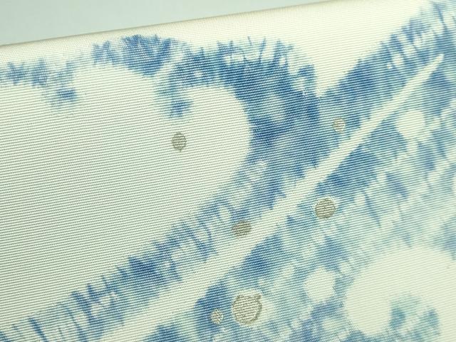 平和屋着物●極上　京都府指定無形文化財　染色作家　小倉建亮の弟子　市瀬史郎　塩瀬　九寸名古屋帯　トビウオ　銀彩　逸品　DZAB2088kh6