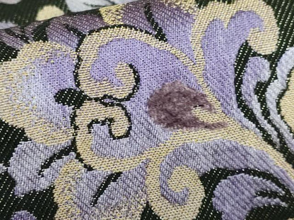 平和屋着物●極上 六通柄袋帯 貮重経織 葡萄唐草文 黒地 金糸 逸品 DZAB2095kh6