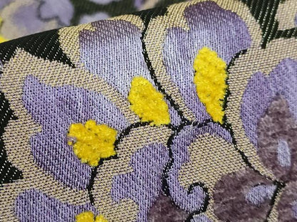 平和屋着物●極上 六通柄袋帯 貮重経織 葡萄唐草文 黒地 金糸 逸品 DZAB2095kh6