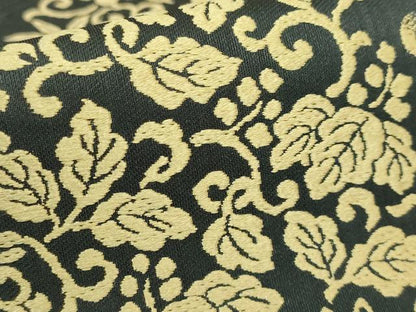 平和屋着物●極上 六通柄袋帯 唐織 ぬれぬき 花丸文 招き猫 吉村織物 羊羹色地 逸品 DZAB2097kh6