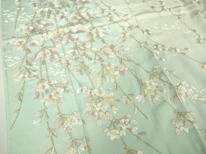平和屋本店●極上　訪問着　総手刺繍　枝垂れ花　暈し染め　金糸　反端付き　逸品　未使用　DZAB2107kh6