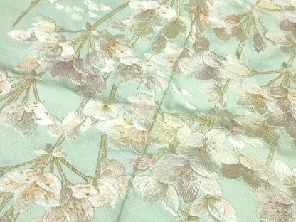平和屋本店●極上　訪問着　総手刺繍　枝垂れ花　暈し染め　金糸　反端付き　逸品　未使用　DZAB2107kh6