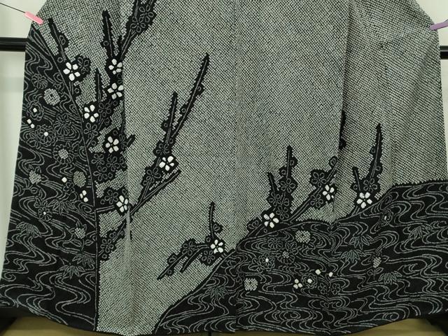 平和屋着物●極上　訪問着　絞り　流水花文　黒地　逸品　DZAB2108kh6