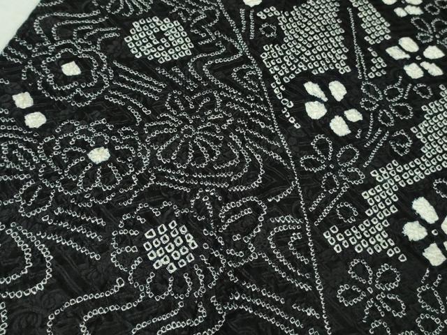 平和屋着物●極上　訪問着　絞り　流水花文　黒地　逸品　DZAB2108kh6