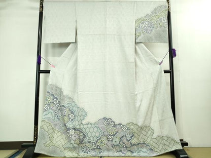 平和屋本店●極上　名門　藤娘きぬたや・総絞り　訪問着　雲取り花文　高島屋扱い　逸品　DZAB2109kh6