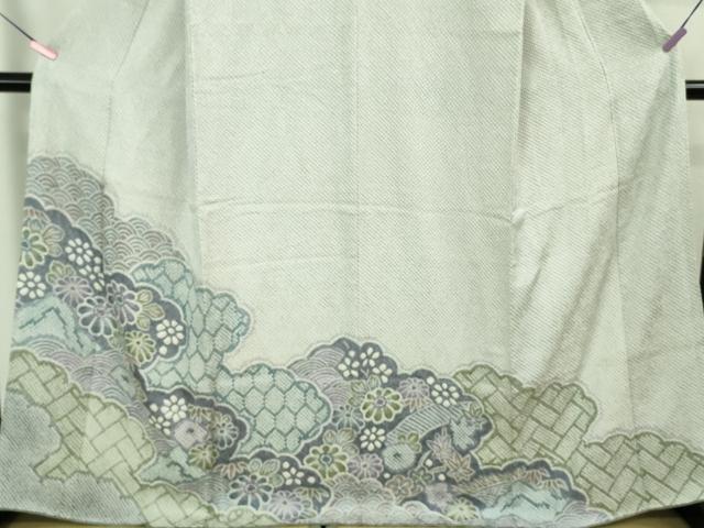 平和屋本店●極上　名門　藤娘きぬたや・総絞り　訪問着　雲取り花文　高島屋扱い　逸品　DZAB2109kh6