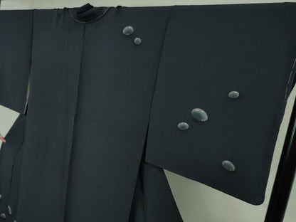 平和屋着物●極上　洛楽人工房　訪問着　手描き　水滴　青褐色地　金彩　鬼しぼ縮緬　逸品　未使用　DZAB2113kh6