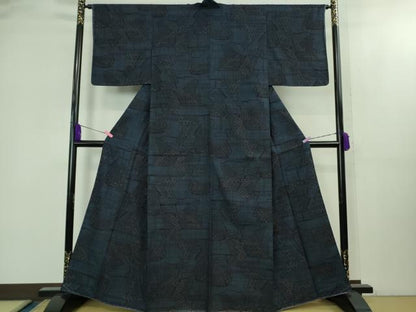 平和屋着物●極上　本場結城紬　重要無形文化財　100亀甲　誰が袖　逸品　未使用　DZAB2119kh6