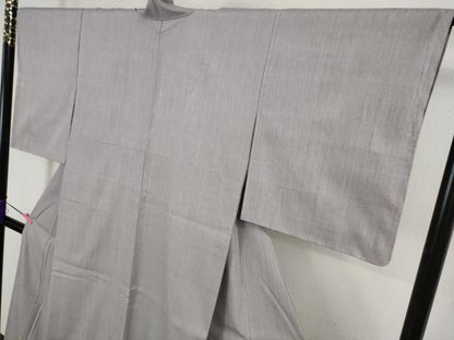 平和屋着物●極上　本場結城紬　重要無形文化財　色無地　白藤色　逸品　DZAB2120kh6