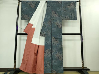 平和屋着物●極上　都喜ヱ門　本場大島紬　総絣　名所風景　藤絹織物謹製　逸品　DZAB2125kh6