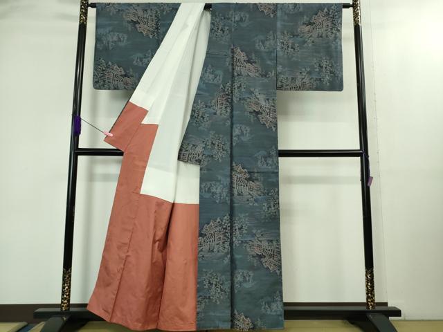 平和屋着物●極上　都喜ヱ門　本場大島紬　総絣　名所風景　藤絹織物謹製　逸品　DZAB2125kh6