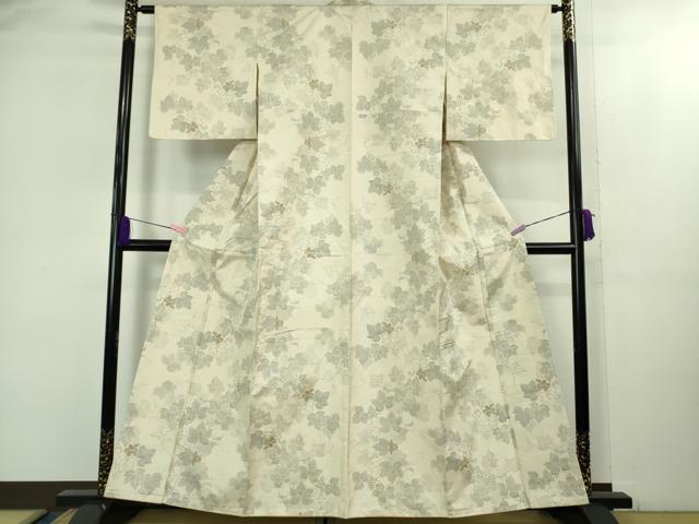 平和屋着物●極上　本場大島紬　白大島　7マルキ　120亀甲　南天蔦の葉文　逸品　未使用　DZAB2127kh6