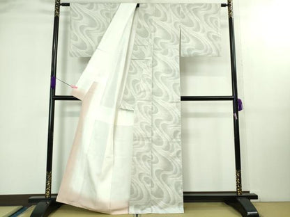 平和屋着物●極上　本場大島紬　白大島　7マルキ　白寿泥　むらなか謹製　流水文　証紙付き　逸品　DZAB2128kh6
