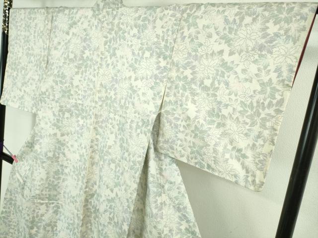 平和屋着物●極上　本場大島紬　白大島　7マルキ　草花文　逸品　未使用　DZAB2131kh6